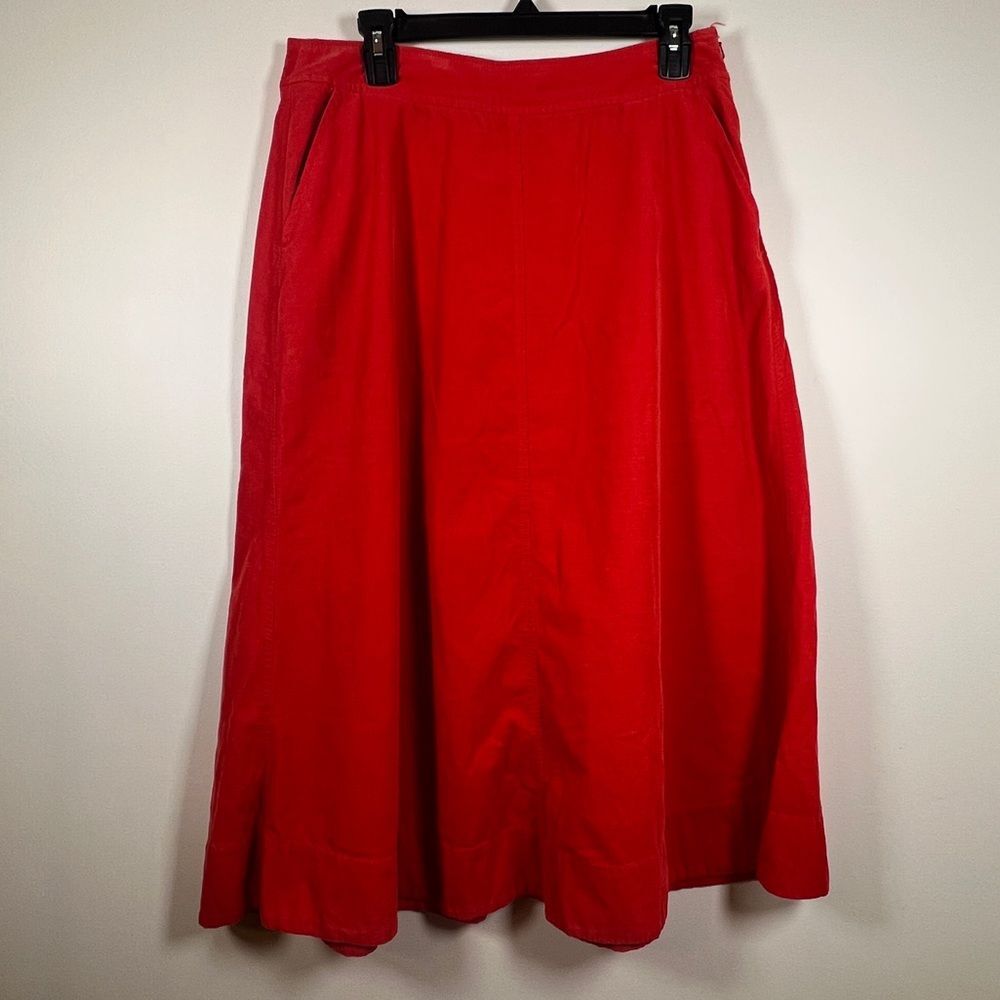 Anthro Vanessa Virginia Orange Fine Wale Corduroy Skirt sz 10